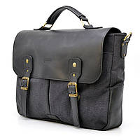 Мужская сумка портфель из канвас и лошадиной кожи TARWA AG-3960-3md черный
