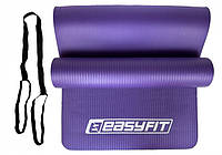 Коврик для йоги и фитнеса 180 см 10 мм EasyFit NBR фиолетовый