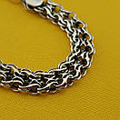 Срібний браслет чоловічий широкий подвійний струмок. Ширина 8 мм. Довжина 23,5 см, фото 10