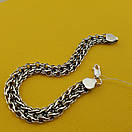 Срібний браслет чоловічий широкий подвійний струмок. Ширина 8 мм. Довжина 23,5 см, фото 6