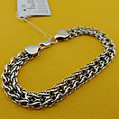 Срібний браслет чоловічий широкий подвійний струмок. Ширина 8 мм. Довжина 23,5 см, фото 7