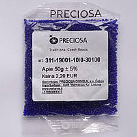 Бисер чешский Preciosa прозрачный тёмно-синий 50г 10/0 30100
