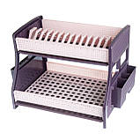 Сушка для посуду 2 ярусна, з 2-ма піддонами, R-Plastic пудра-баклажан, фото 3