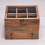 Скринька для годинників 6 відділень зі скляною кришкою з ящиком EB-3.4, фото 5
