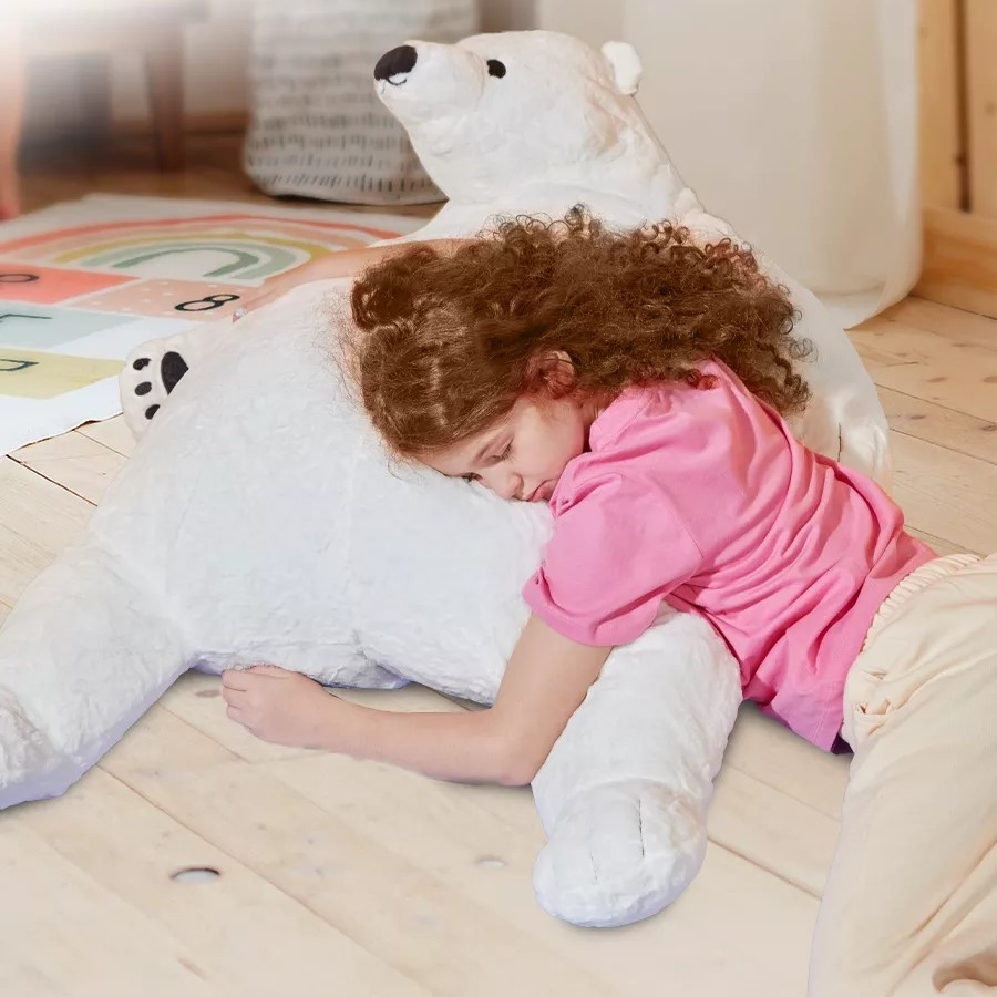Інтер'єрна м'яка дитяча іграшка-подушка обіймашка Білий ведмідь 100 см