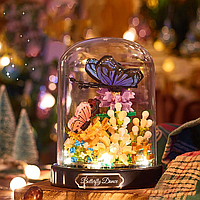 Блочный конструктор ночник цветы с подсветкой, цветок в колбе (Бабочка), лего цветы Balody