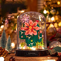 Блочный конструктор ночник цветы с подсветкой, цветок в колбе (кактус), лего цветы Balody