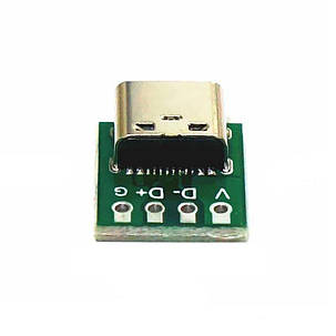 Модуль TYPE-C Female PCB гніздо на зеленій платі, фото 3