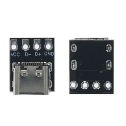 Модуль TYPE-C Female PCB гніздо на чорній платі, фото 1