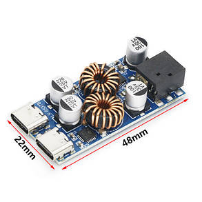 Понижувальний модуль, перетворювач, адаптер QC3.0 QC2.0 з 2*Type-С, 7.1-32В, фото 3