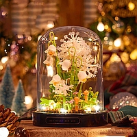 Блочный конструктор ночник цветы с подсветкой, цветок в колбе (ландыши) 480, лего цветы Balody