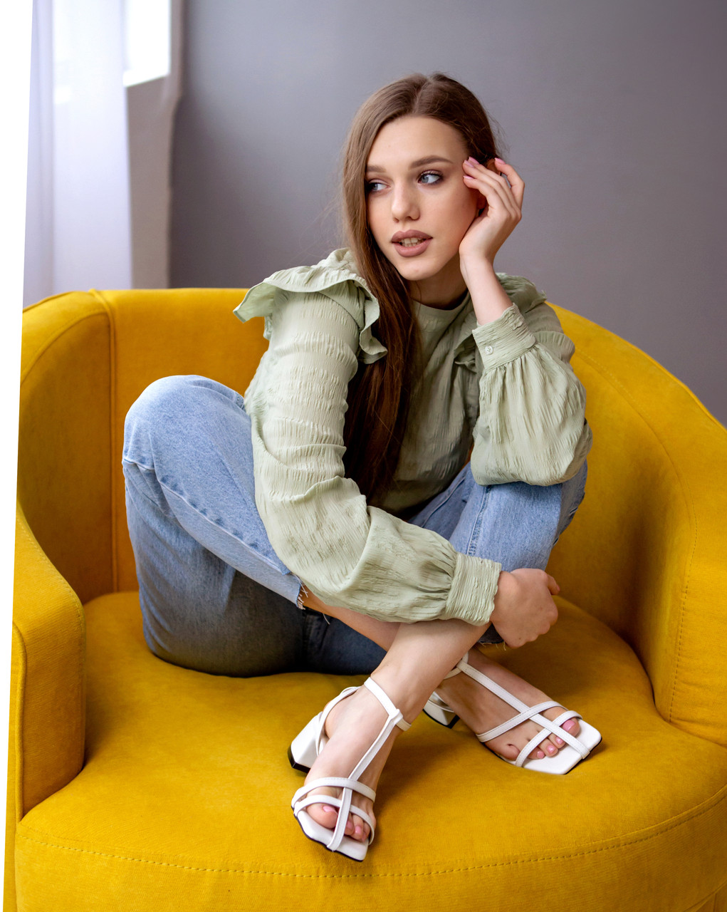 Білі шкіряні босоніжки, фото 1