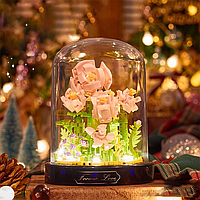 Блочный конструктор ночник цветы с подсветкой, цветок в колбе (роза), лего цветы Balody