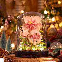 Блочный конструктор ночник цветы с подсветкой, цветок в колбе (гибискус), лего цветы Balody
