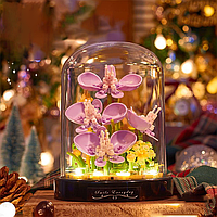 Блочный конструктор ночник цветы с подсветкой, цветок в колбе (орхидеи) 374, лего цветы Balody