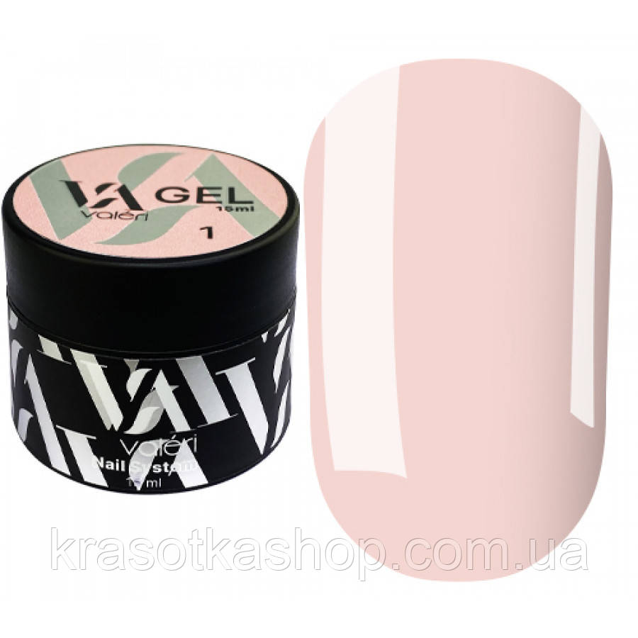 Гель для нарощування нігтів Valeri Builder Gel 001, 15 мл (Nude)