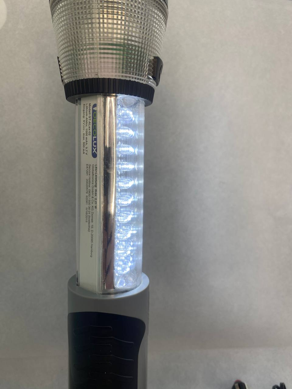 Фонарь светодиодный аккумуляторный OECOLUX GT-ALex-03 Серый телескопический (сток) зарядка 220 вольт - фото 5 - id-p1941956773