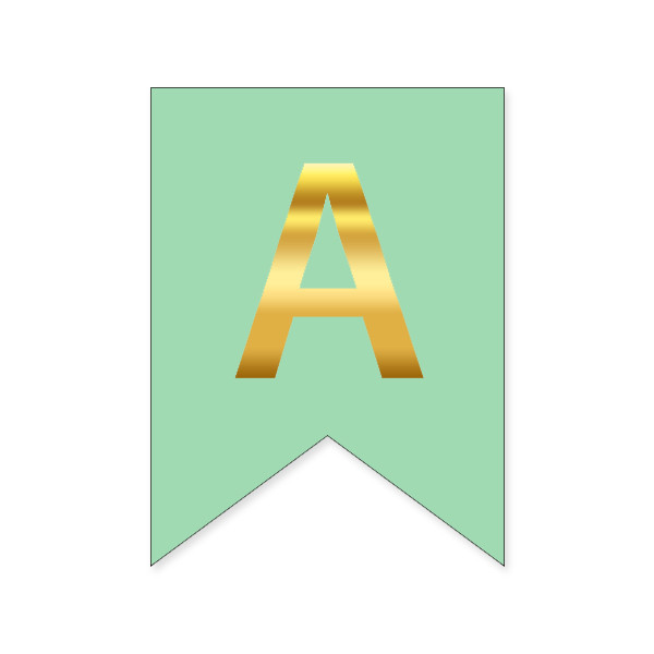 Букви на прапорці для будь яких написів "А" золото на м'ятному