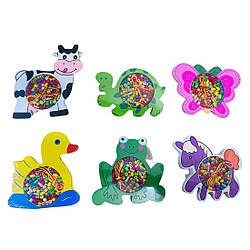 93-281 Дерев'яна шнурівка Тварини, мікс різновидів, намистини, мотузка