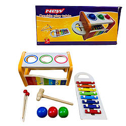 94-1027 Гра Дерев'яна, сортер, ксилофон, кульки, молоточок, палички, у коробці