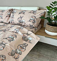 Дитяча полуторна постільна білизна/Комплект постільної білизни 100% бавовна/Постельна білизна з зайками