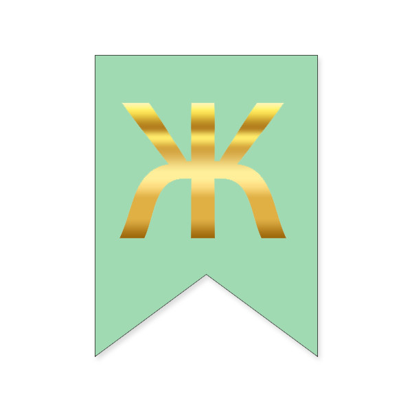 Букви на прапорці для будь яких написів "Ж" золото на м'ятному