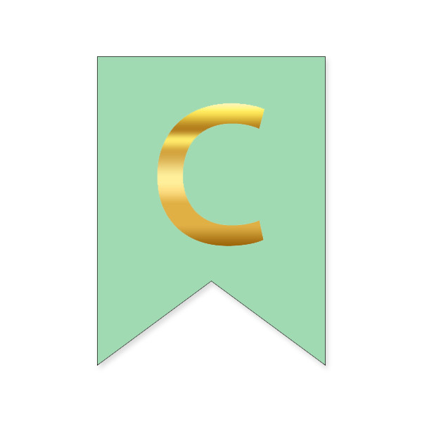 Букви на прапорці для будь яких написів "С" золото на м'ятному