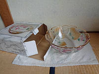 Большая стеклянная миска салатница Soga TH-601 Cyclamen 11'' Япония (диаметр - 28 см., высота - 11,7 см.)