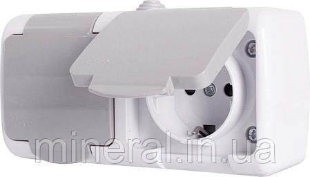 Розетка подвійна e.aqua.1232.grg з з/к, для зовнішнього монтажу, IP54, сірий ,E.NEXT, (s035067), фото 1