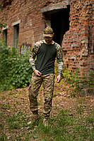 Тактический мужской комплект лонгслив+штаны мультикам, удобный мужской военный комплект штаны и лонгслив хаки