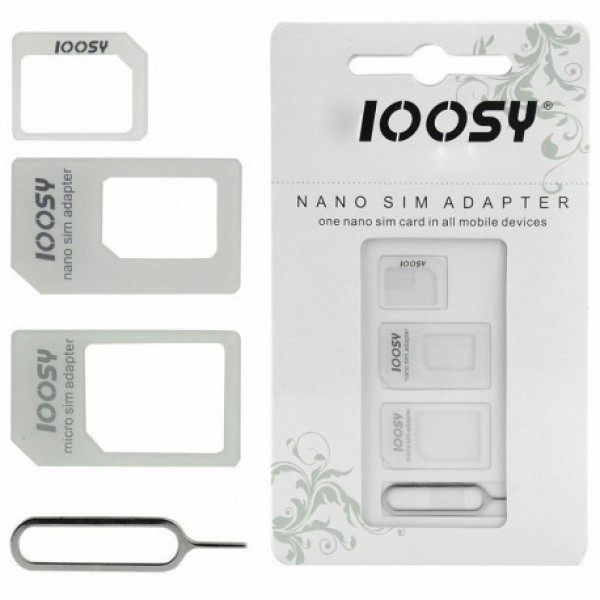 Перехідники для сім карти адаптер Ioosy Nano Sim Micro Sim Mini Sim, фото 1