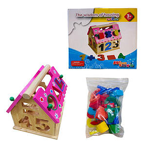 93-9 Дерев'яна логічна гра Будиночок-сортер
