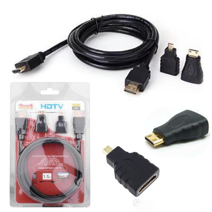 3 в 1 кабель HDMI Mini HDMI Micro HDMI адаптер HDTV, фото 1