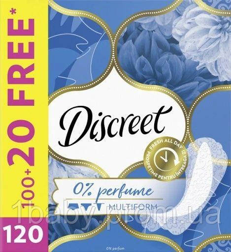 Щоденні гігієнічні прокладки Discreet  0% perfume Multiform 120 шт (8006540233498)