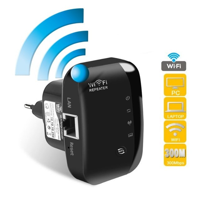 Репітер підсилювач WiFi сигналу 300 Мбіт/с UKC WR03 Black