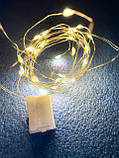 Гірлянда роса на батарейках мідний провід 20 Led Strip String Warm White, фото 3