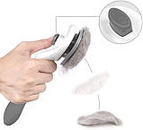 Щітка для грумінгу масажна щітка для вичісування котів та собак з функцією самоочищення Pet Brush Gray, фото 2