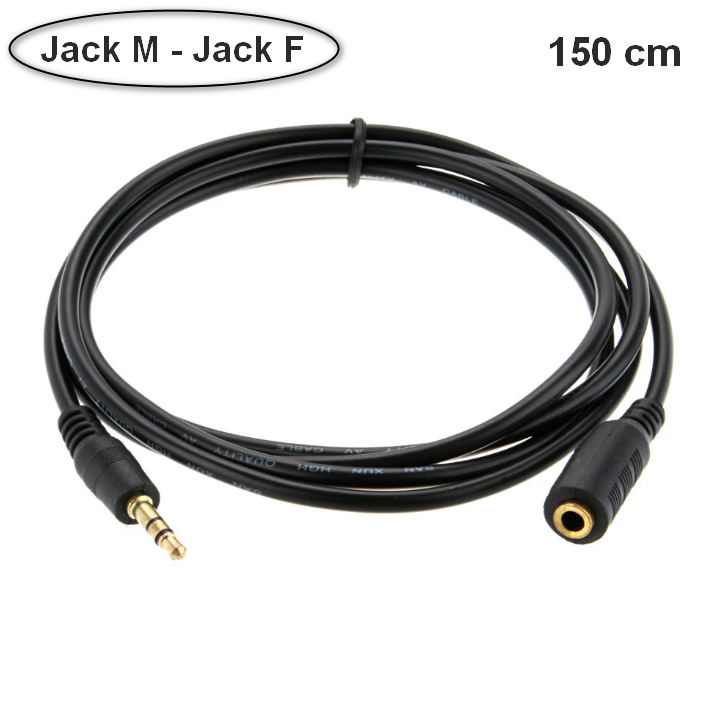 Кабель-подовжувач 3.5 мм mini Jack M - Jack F 150 см Black, фото 1