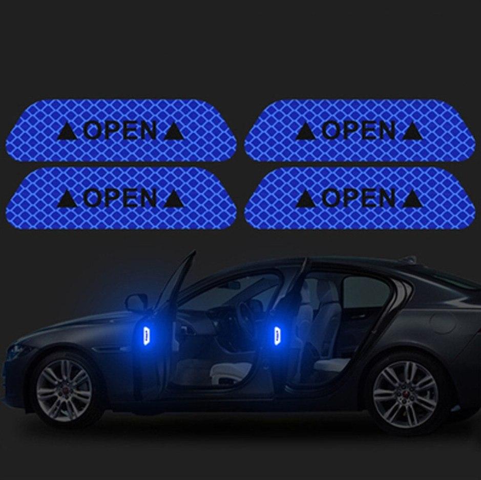 Стікер світловідбивач для дверей авто 4 штуки OPEN Blue, фото 1