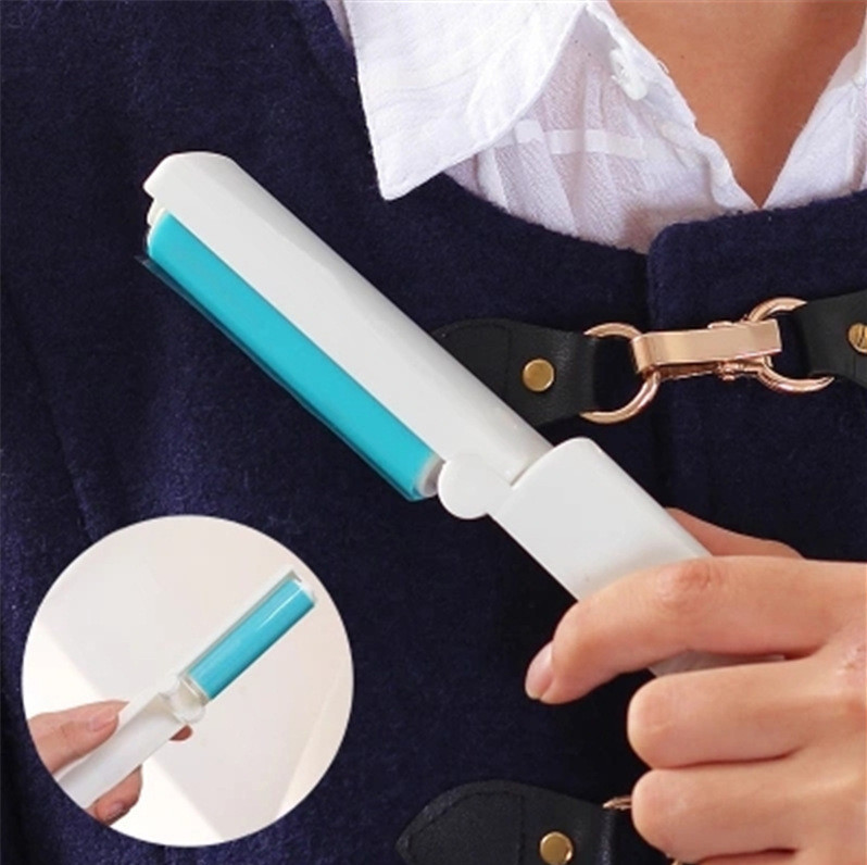 Силіконовий липкий ролик валик для чищення одягу Portable Stick Wool Mini Blue, фото 1