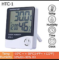 Цифровой термометр-гигрометр с часами и будильником 5в1, Белые / Электронные часы-метеостанция