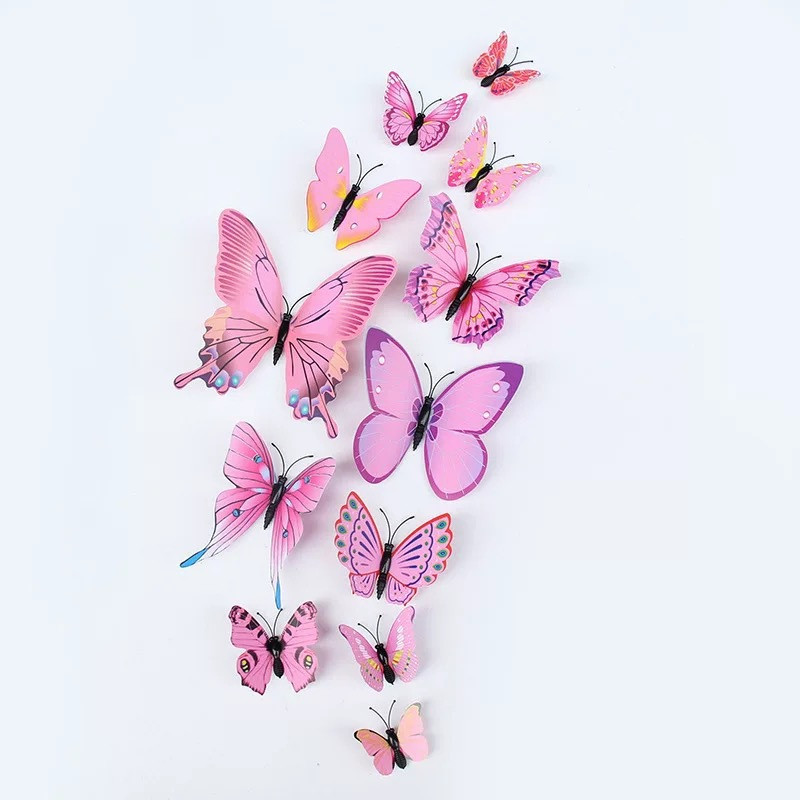 Метелики для декору 12 штук 3D Butterflies Rose