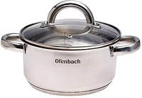 Кастрюля с крышкой Ofenbach 2 л из нержавеющей стали и полыми ручками для индукции и газа (100524)