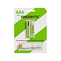 Акумулятор з USB Type-C зарядкою ForceMyth Li-Ion AAA 1.5V 600 mWh 2 шт/комплект