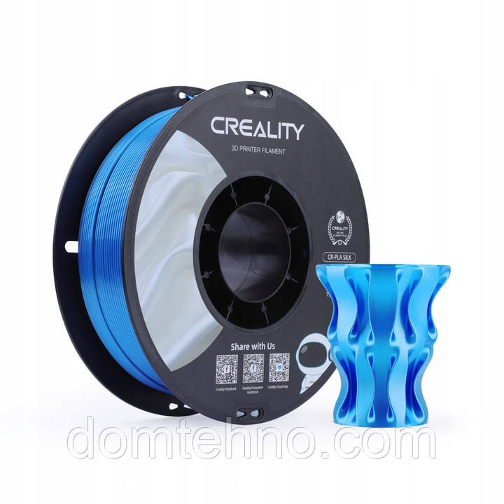 PLA пластик CR-Silk Creality Filament для 3D-принтера шовковий блиск 1.75 мм 1 кг Синій 3301120006