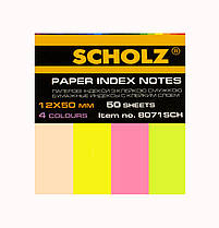 Закладки-індекси паперові Scholz 12*50мм (50 аркушів х 4цв.)