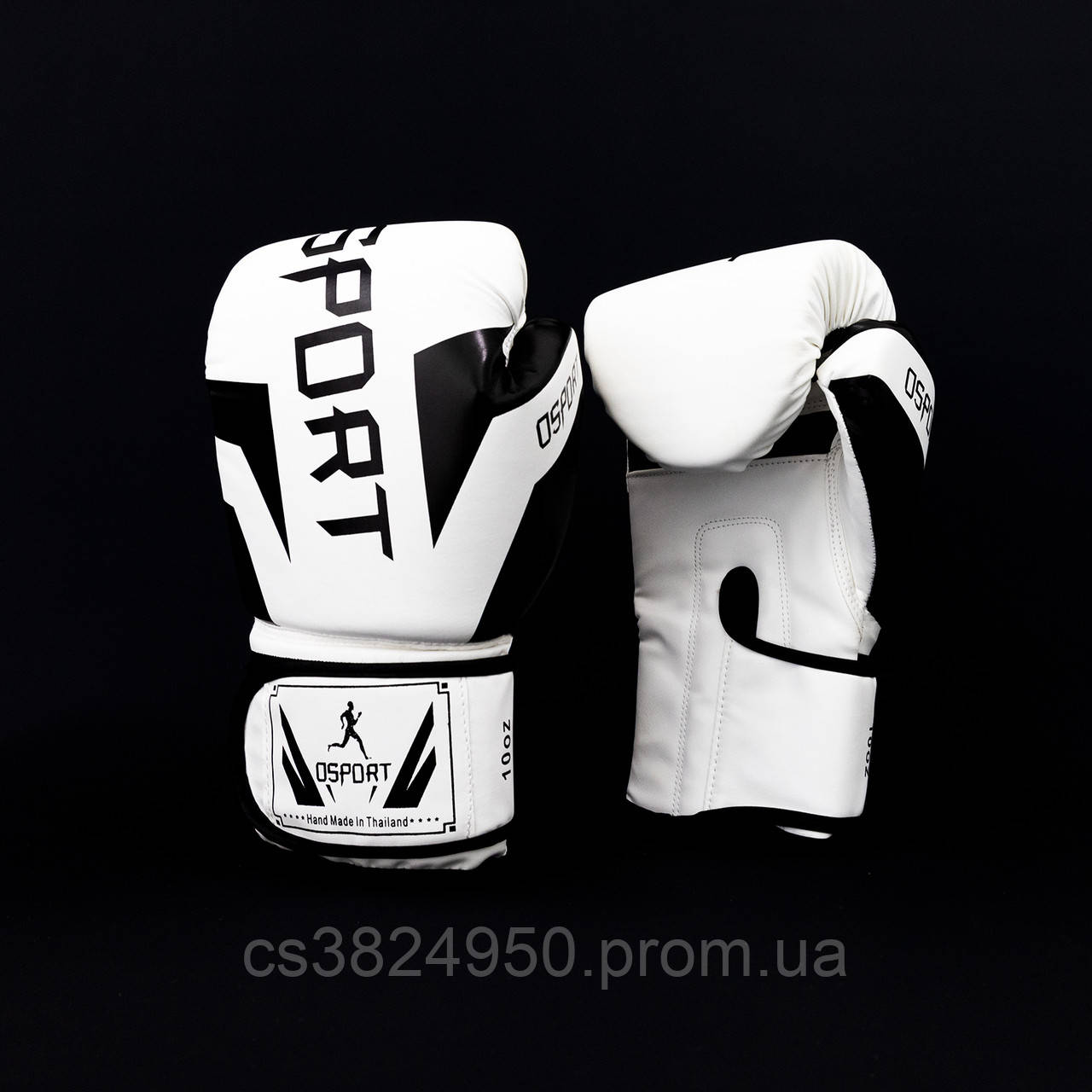 Рукавички боксерські для боксу 10 унцій на липучці OSPORT шкіра PU (BO-5698) Білий