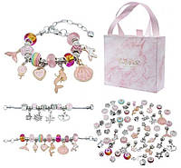 Набор "Pandora Розовые мечты" для создания браслетов с подвесками THE BEST GOLD (Pink) девочкам от 5 лет
