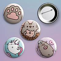 Пины значки Пушин Pusheen 4 шт в комплекте