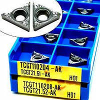 Пластины токарные треугольные 10 шт для АЛЮМИНИЯ и цветных металлов TCGT110208-AK H01 Korloy (Корея), набор из
